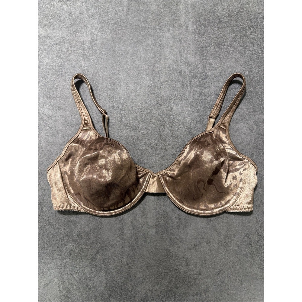 Vintage Vassarette 75-438 Bra Brown Zebra Print Underwire Unlined Size 36C